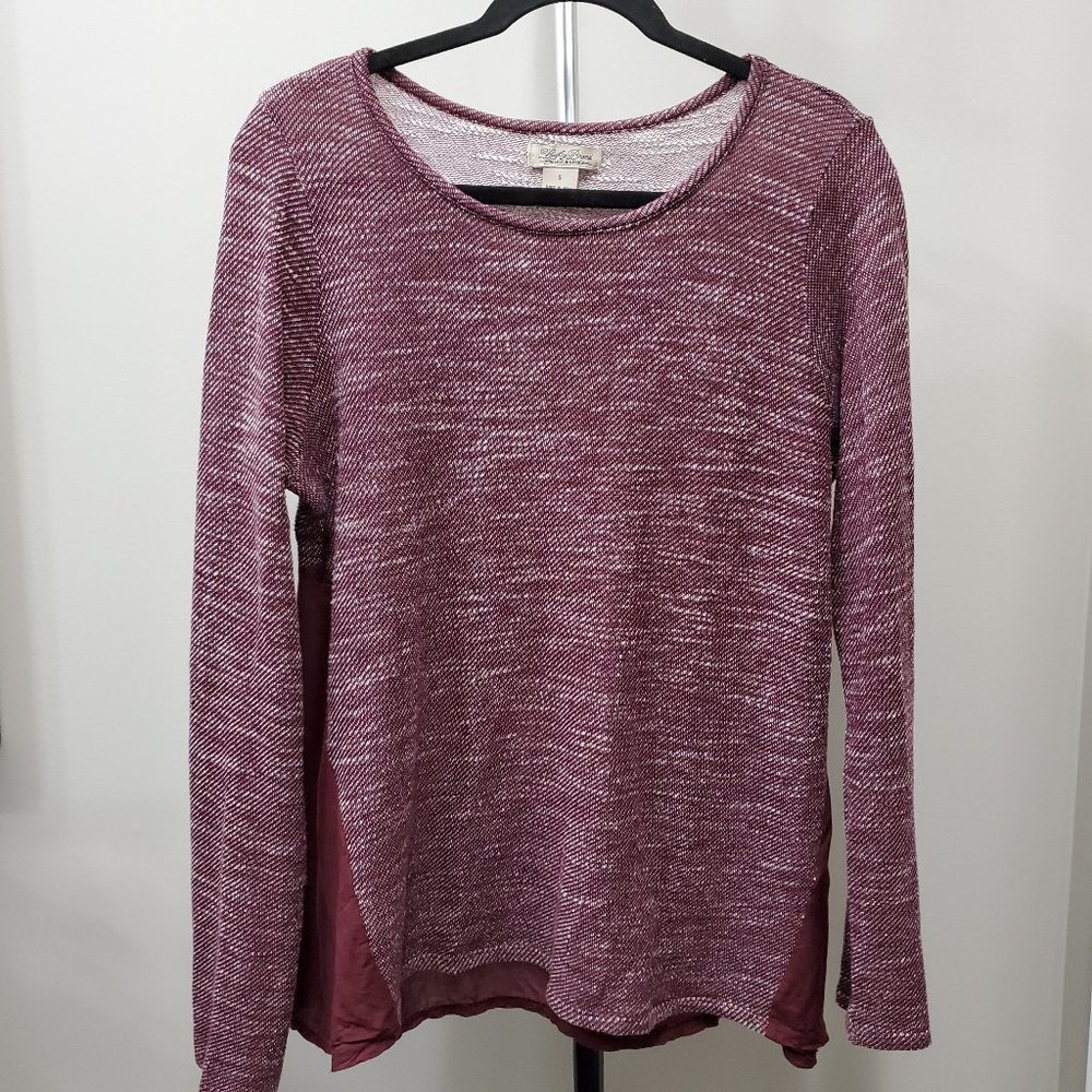Lucky Brand Burgundy Knit/Woven Long Sleeve Tee